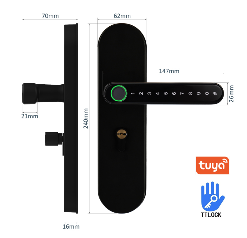 TS3 TUYA TTLOCK Fingerprint Password Mechanical Smart Lock